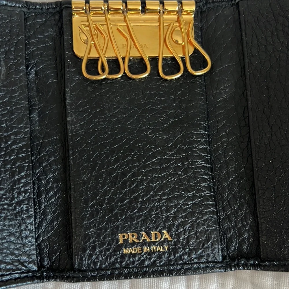 Authentic leather Prada key holder